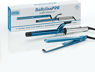 BaBylissPRO Ultra-Thin Flat Iron 1'' & Extended-Barrel Curling Iron 1"