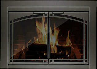 allen + roth Monroe Gunmetal Gray Large Cabinet-style Fireplace Doors with Smoke Tempered Glass FPDL308SLV