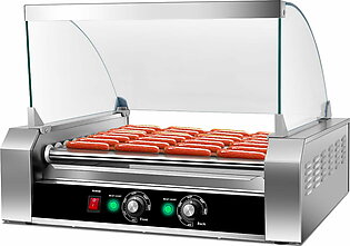 Costway Commercial 30 Hot Dog 11 Roller Grill Cooker Machine W/ cover CE