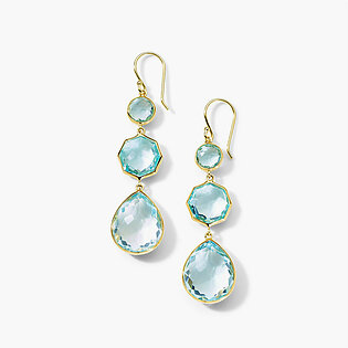 Ippolita Polished Rock Candy Small Crazy 8's Blue Topaz Drop Earrings in Yellow Gold