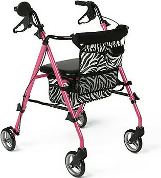 Posh Pink Zebra Rollator, Pink, 6"