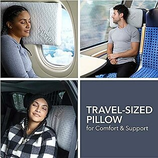 Vaverto Travel and Camping Pillow – Compressible Medium Firm Memory Foam, Breathable Bamboo Cover, Machine Washable, Ideal for Backpacking, Airplane, Car Travel