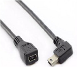 Mini USB Male to Mini USB Female Cable with Bend0.8ftBlack