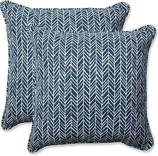 Pillow Perfect Outdoor Herringbone Throw Pillow Set - Ink Blue