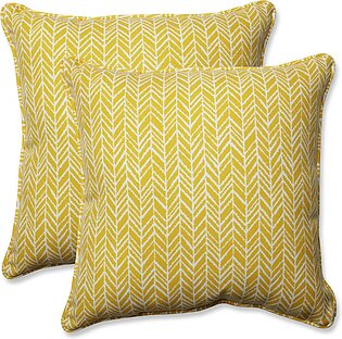 Pillow Perfect Outdoor Herringbone Egg Yolk Throw Pillow Set - Yellow