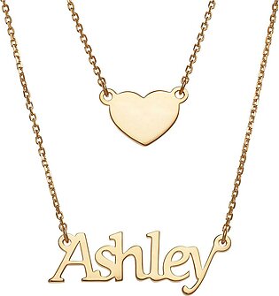 Name and Heart Layered Double Necklace