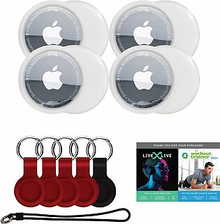 Apple AirTag 4-pack Bundle with Keychains, Luggage Tag & Voucher