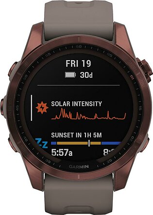Garmin fenix 7S Sapphire Solar Multisport GPS Watch with Gray Band