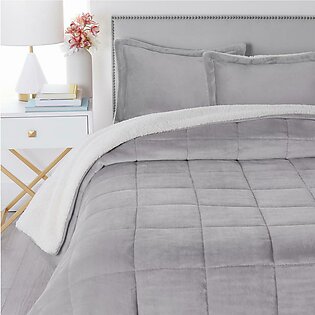 "As Is" Warm & Cozy Plush to Sherpa 3-piece Comforter Set