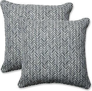 Pillow Perfect Outdoor Herringbone Slate Throw Pillow Set - Grey