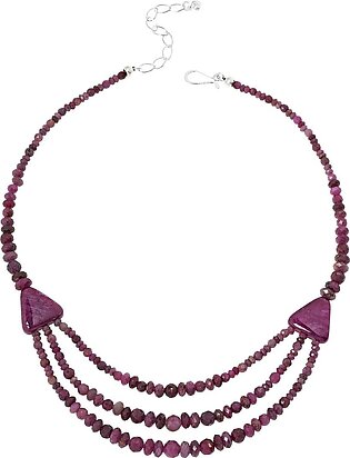 Jay King Sterling Silver Ruby Bead Layered Drape Necklace