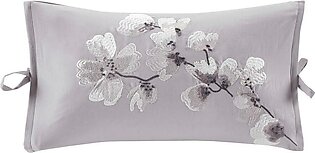 N Natori Sakura Blossom Embroidered Cotton 12" x 20'' Oblong Pillow