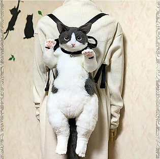 Realistic Cat Toy Backpack - Polyester - Gray - Black