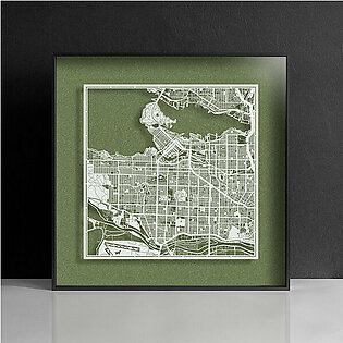 Famous City Paper-cut Map - Wood - Acrylic - Black - White