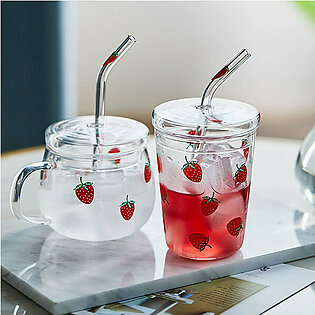 Strawberry Straw Glass Cup