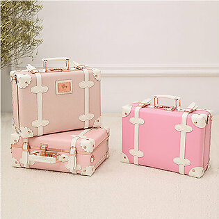 Vintage Inspired Petite Suitcase - Faux Leather - Pink - Green - 5 Colors