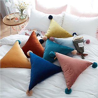 Triangle Shaped Throw Pillow - Velvet - 7 Colors