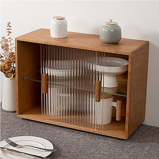 Wooden Storage Cabinet - Cherry Wood Walnut Cabinet - Drinkware Storage