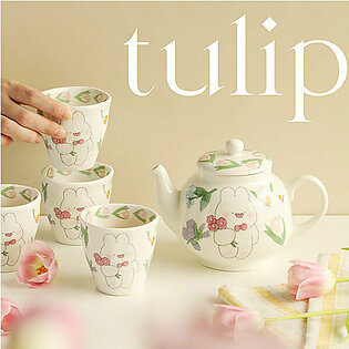 Rabbit Floral Tea Set - Ceramic - Set of 5 Items