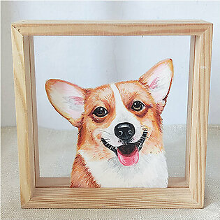 Customized Pet Portrait - Acrylic - Wood - 2 Frame Colors - 2 Sizes