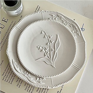 Elegant Embossed Ceramic Plate