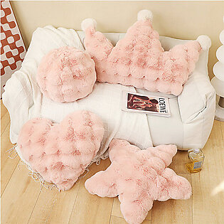 Plush Throw Pillow - Heart - Star - 4 Patterns - Pink - White