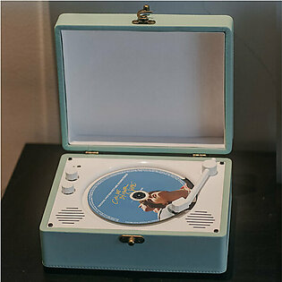 Retro CD Player - Wood - Blue - Pink