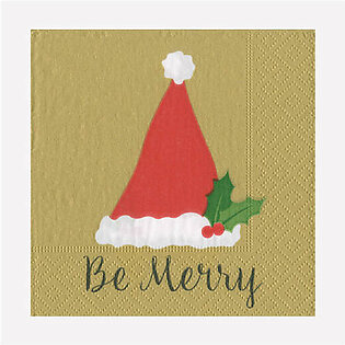 Be Merry Gold Paper Beverage Napkins
