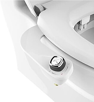 BioBidet SlimEdge Simple Bidet Toilet Attachment in White with Dual Nozzle, Fresh Water Spray, Non Electric, Easy to Install, Brass Inlet and Internal