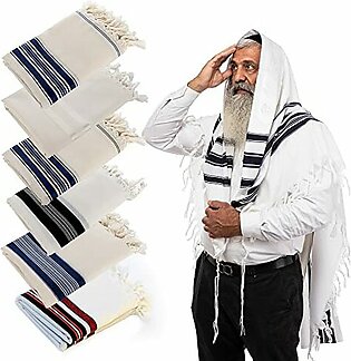 Tallit Prayer shawl for women and men – Traditional Kosher Jewish tallit from Israel – Made of Premium Wool (59"x71", Black Stripes)