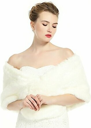 Wedding Faux fur Shawl For Women Bridal Cape Cover Up Party Gown Wrap Winter