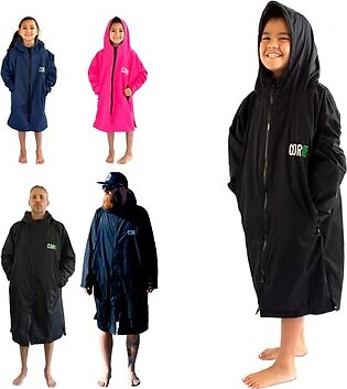 COR Surf Swim Parka | Warm Surf Jacket for Men, Women, Big Children - Water Resistant Shell and Absorbent Terry Towel Lining (XS)