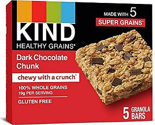 KIND Healthy Grains Bars Dark Chocolate Chunk Gluten Free, 1.2 oz, 5 Count, HGB DCC, 40 Count, (Pack of 8)