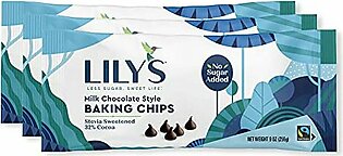 Milk Chocolate Style Baking Chips By Lily's Sweets | Made with Stevia, No Added Sugar, Low-Carb, Keto Friendly | 32% Cocoa | Fair Trade, Gluten-Free &