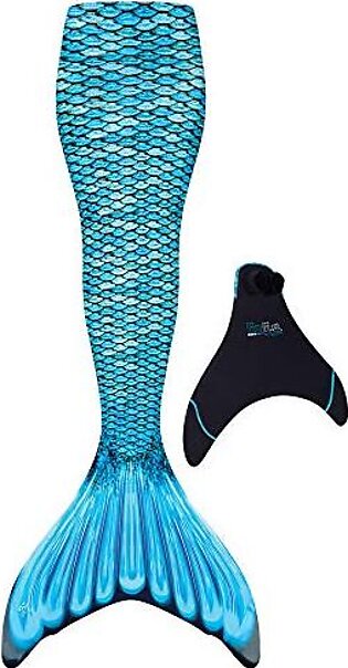 Fin Fun Mermaidens with Included Monofin - Swimmable Mermaid Tail - Reinforced Water Game for Kids Made w/Sun Resistant Material - (Tidal Teal, Youth 10)