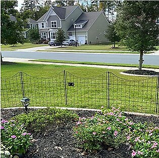 Zippity Outdoor Products WF29013 No Dig Metal Garden Fence and Gate Bundle, 4 Panels + 1 Gate-25 Tall, Black