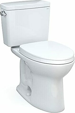 TOTO Drake Two-Piece Elongated 1.28 GPF Universal Height TORNADO FLUSH Toilet with CEFIONTECT and SoftClose Seat, WASHLET+ Ready, Cotton White - MS776124CEFG#01