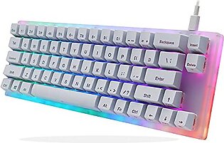 Womier K66 60% Mechanical Keyboard, Hot Swappable Tyce-C Wired RGB Backlit Gateron Switch 60% Mechanical Keyboard for PC PS4 Xbox (Blue Switch,White)