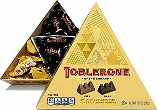 Toblerone Tiny Swiss Chocolate Gift Set, Dark Chocolate, Milk Chocolate Candy Bars with Honey & Almond Nougat, 7.05 oz (25 Pieces)