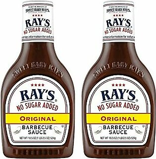 Sweet Baby Ray's No Sugar Added Barbecue Sauce, Original, 18.5 OZ (Pack of 2)