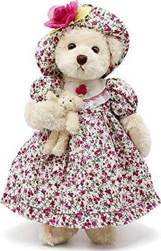 Oits-cute Teddy Bears Baby Cute Soft Plush Stuffed Animal Toy for Girl Women 16" (White Bear Wearing red Floral Dress)