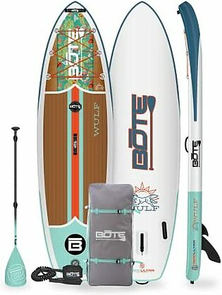 BOTE Wulf Aero Inflatable Stand Up Paddle Board, SUP with Accessories | Aluminum Paddle, Travel Bag, Pump, Fin (10'4" Native Floral)