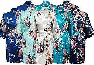 Floral Bridal Party Bride & Bridesmaid Robe Sets, Sizes 2 to 18 (Set of 8)