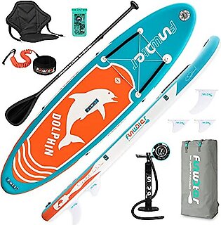 FunWater SUP Inflatable Stand Up Paddle Board Ultra-Light Inflatable Paddleboard with ISUP Accessories,Fins,Adjustable Paddle, Pump,Backpack, Leash, Waterproof Phone Bag