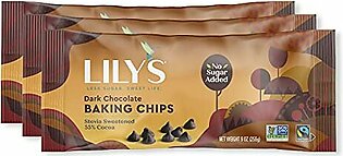 Dark Chocolate Baking Chips by Lily's | Made with Stevia, No Added Sugar, Low-Carb, Keto Friendly | 55% Cocoa | Fair Trade, Gluten-Free & Non-GMO | 9