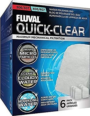 Fluval Quick-Clear Water Polishing Pads, Mechanical Filter Media for Aquariums, 6-Pack, A244A1