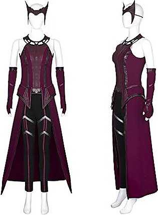 Wanda Maximoff Outfits for Scarlet Witch Cosplay Costume Red Tops Pants Cloak Headpiece Sexy Halloween Outfits Gifts (X-Large, A)