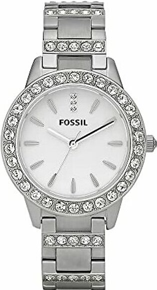 Fossil Women's Jesse Quartz Stainless Steel Three-Hand Watch, Color: Silver Glitz (Model: ES2362)