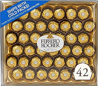 Ferrero Rocher Fine Hazelnut Milk Chocolate, 42 Count, Chocolate Candy Gift Box, 18.5 oz