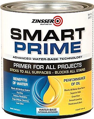 1 qt Zinsser 249727 White Zinsser, Smart Prime Water-Based Interior/Exterior Primer/Sealer